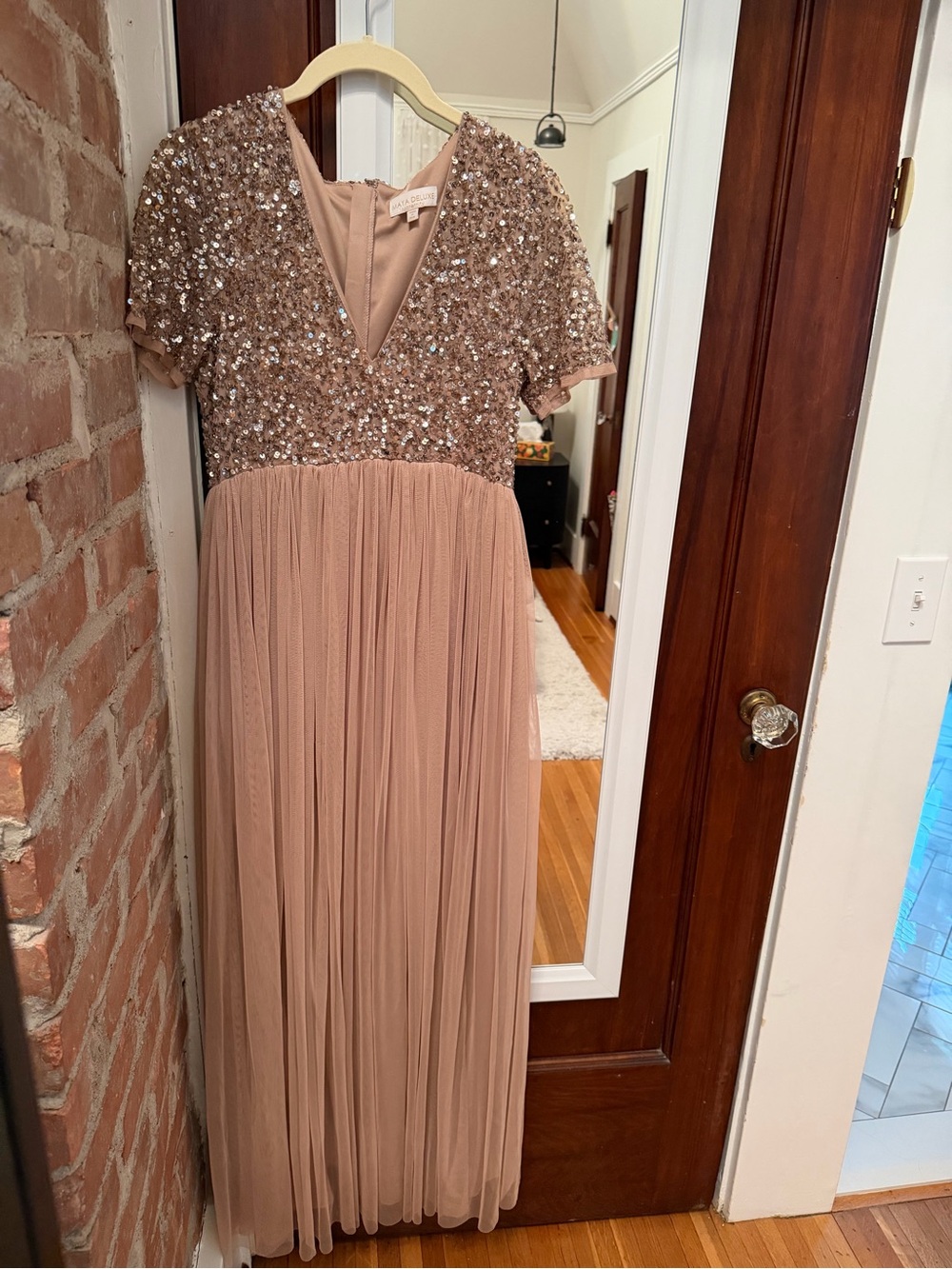 Sequin Bodice Blush Maxi Dress